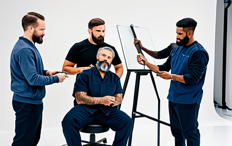 브래드이발소 에피소드 제목별 정리 - "A confident male barber in a modern barbershop setting, carefully using clippers on a client's hair... 브래드이발소 에피소드 제목별 정리 - "A confident male barber in a modern barbershop setting, carefully using clippers on a client's hair...